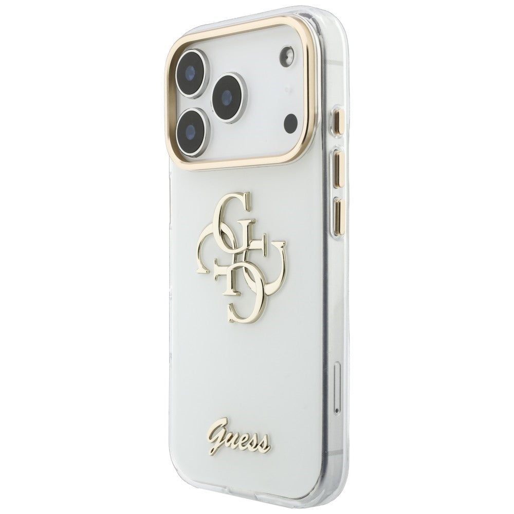 Case for Apple iPhone 18 Pro, Guess, IML 4G Metal Script, White