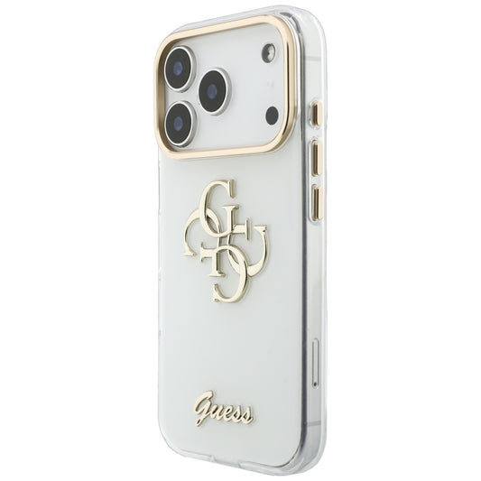Case for Apple iPhone 18 Pro, Guess, IML 4G Metal Script, White