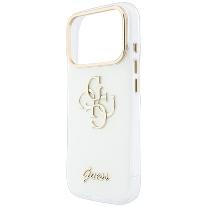 Case for Apple iPhone 18 Pro, Guess, IML 4G Metal Script, White