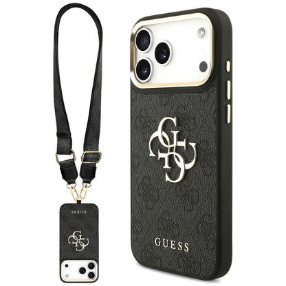 Case for Apple iPhone 18 Pro Max / 17 Pro Max, Guess, Big 4G Classic Logo & Big Strap Metal Buttons, Black