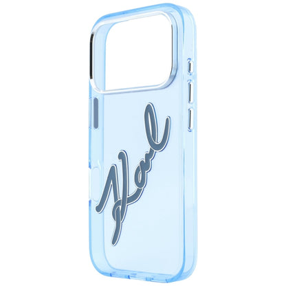 Case for Apple iPhone 18 Pro Max / 17 Pro Max, Karl Lagerfeld, IML Big Signature Resin Logo Metal Frame, Blue