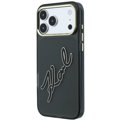 Case for Apple iPhone 18 Pro Max / 17 Pro Max, Karl Lagerfeld, IML Big Signature Resin Logo Metal Frame, Black