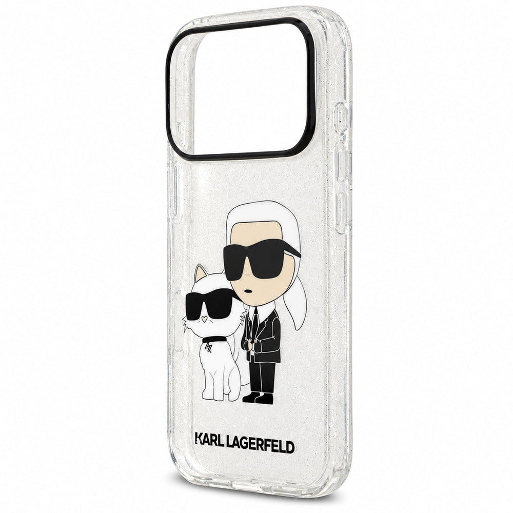 Case for Apple iPhone 18 Pro Max / 17 Pro Max, Karl Lagerfeld, IML Glitter Karl and Choupette NFT, Transparent