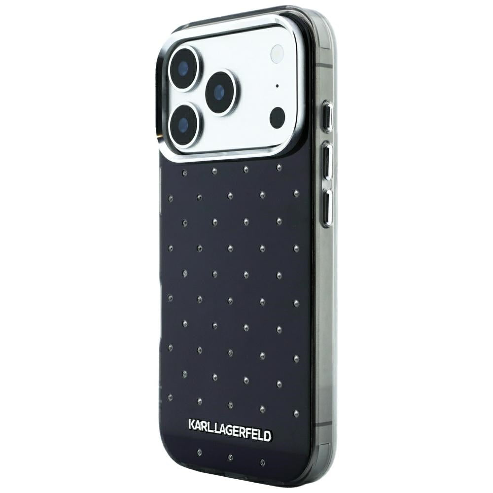 Case for Apple iPhone 18 Pro Max / 17 Pro Max, Karl Lagerfeld, IML Rhinestones and Electroplated Logo, Black
