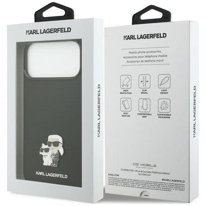 Case for Apple iPhone 18 Pro Max / 17 Pro Max, Karl Lagerfeld, Karl & Choupette Metal Pin, Black