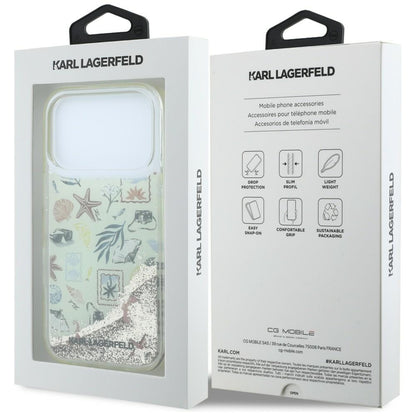 Case for Apple iPhone 18 Pro Max / 17 Pro Max, Karl Lagerfeld, Liquid Glitter Beach and Sand, Beige