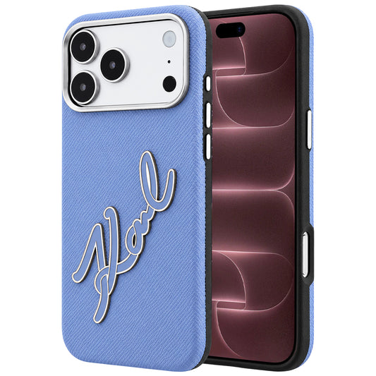 Case for Apple iPhone 18 Pro Max / 17 Pro Max, Karl Lagerfeld, Smooth Big Resin Signature Logo, Blue