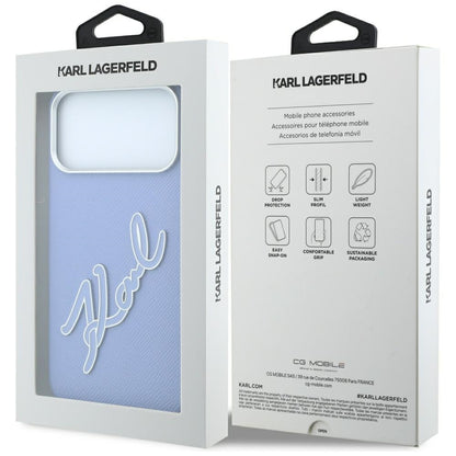 Case for Apple iPhone 18 Pro Max / 17 Pro Max, Karl Lagerfeld, Smooth Big Resin Signature Logo, Blue