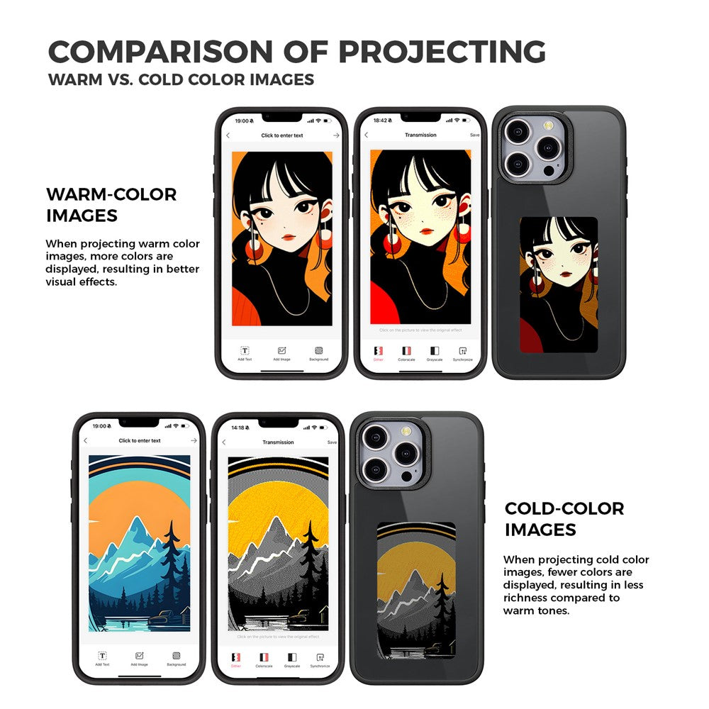 Case for Apple iPhone 15 Pro Max, OEM, Customized E-Ink Display, Black
