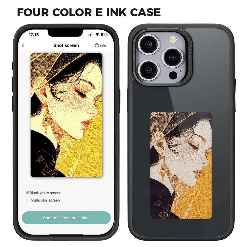 Case for Apple iPhone 15 Pro, OEM, Customized E-Ink Display, Black