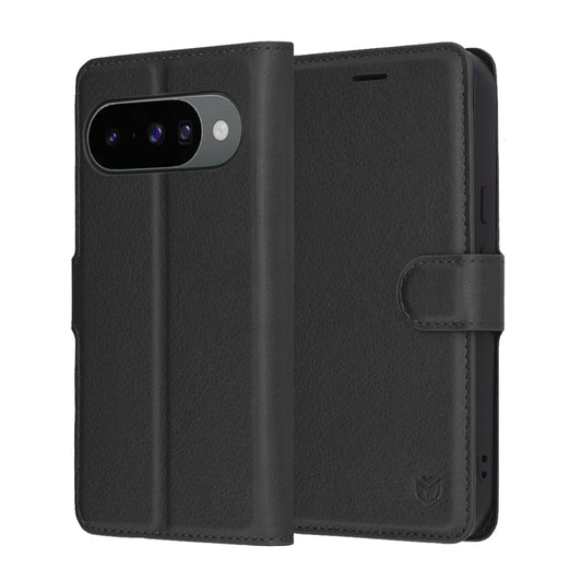 Case for Google Pixel 10 Pro / 10, Techsuit, Leather Folio, Black
