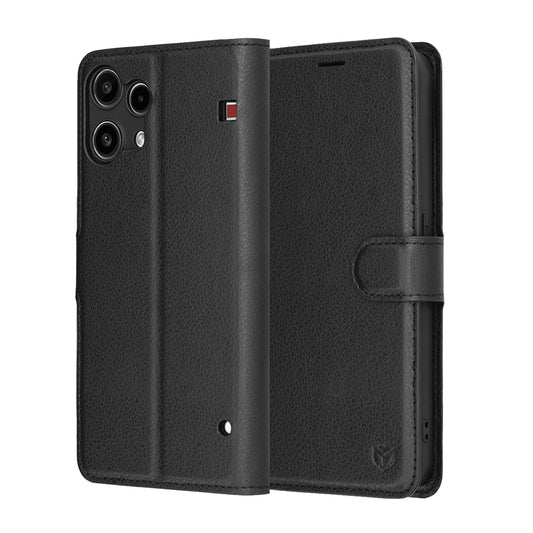 Case for Nothing Phone (3a) Lite, Techsuit, Leather Folio, Black
