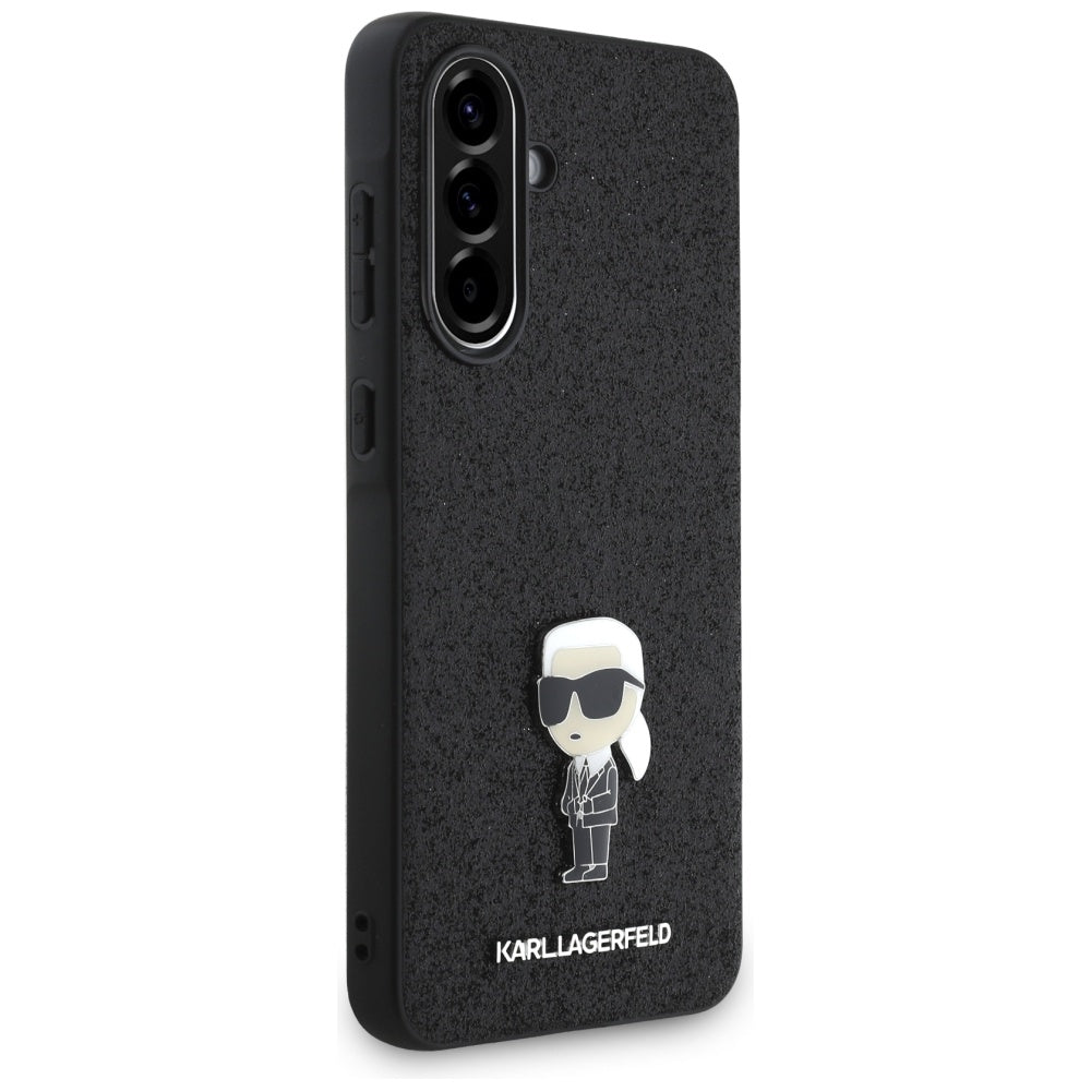 Case for Samsung Galaxy A36 A366, Karl Lagerfeld, Glitter Fixed Ikonik Karl, Black