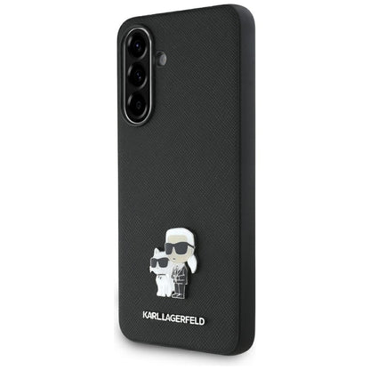 Case for Samsung Galaxy A56 A566, Karl Lagerfeld, Saffiano Karl & Choupette Metal, Black