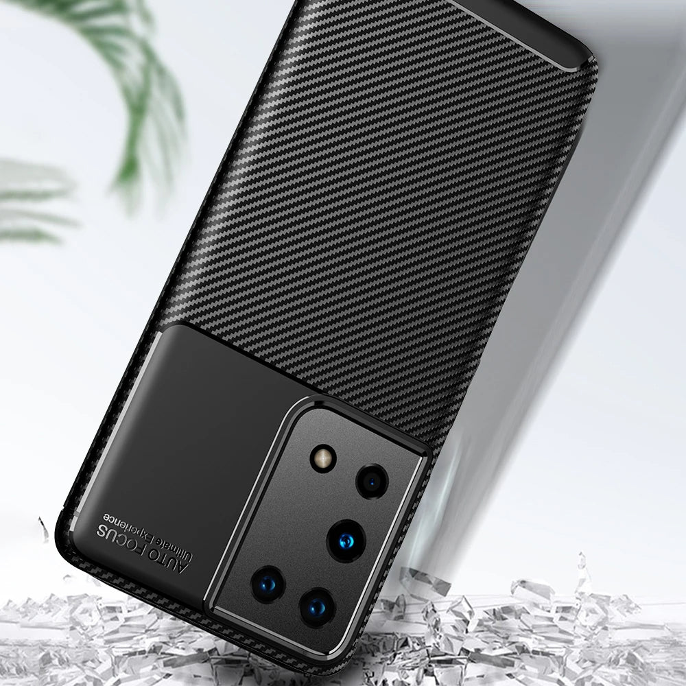 Case for Samsung Galaxy S21 Ultra 5G G998, Techsuit, CarbonFiber, Black