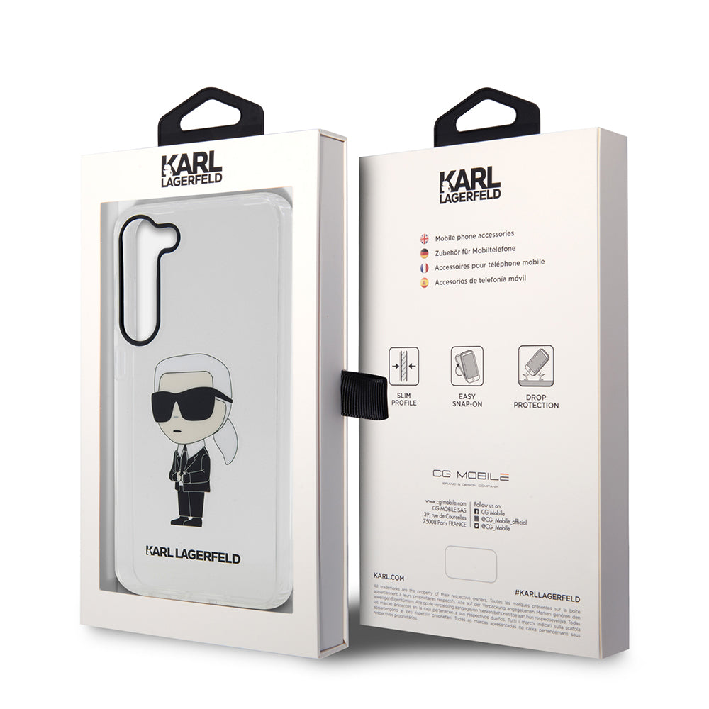 Case for Samsung Galaxy S23 S911, Karl Lagerfeld, Ikonik Karl, Transparent
