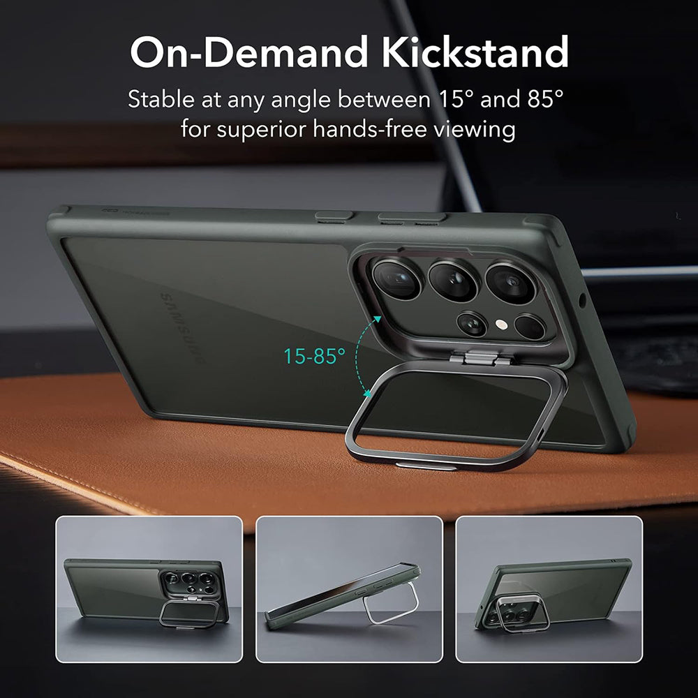 Case for Samsung Galaxy S23 Ultra S918, ESR, Classic Kickstand, Transparent Green