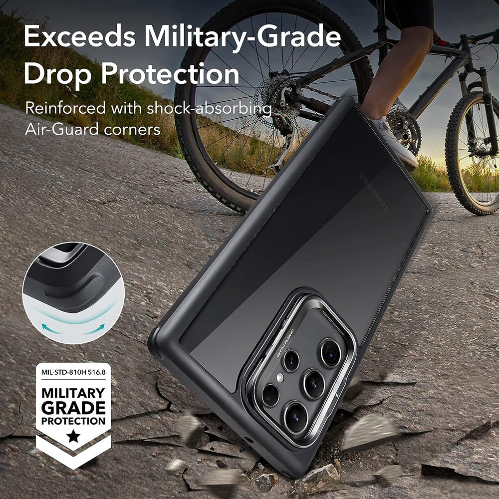 Case for Samsung Galaxy S23 Ultra S918, ESR, Shock Armor Kickstand, Black Transparent