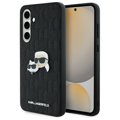 Case for Samsung Galaxy S24 FE S721, Karl Lagerfeld, Monogram Karl & Choupette's Heads, Black