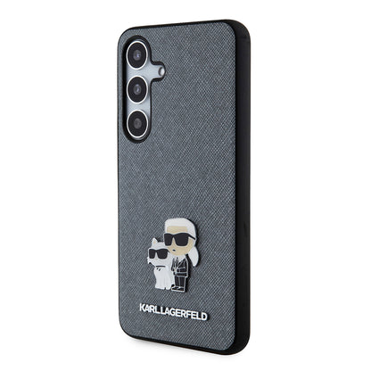 Case for Samsung Galaxy S24 S921, Karl Lagerfeld, Saffiano Karl & Choupette Metal, Grey