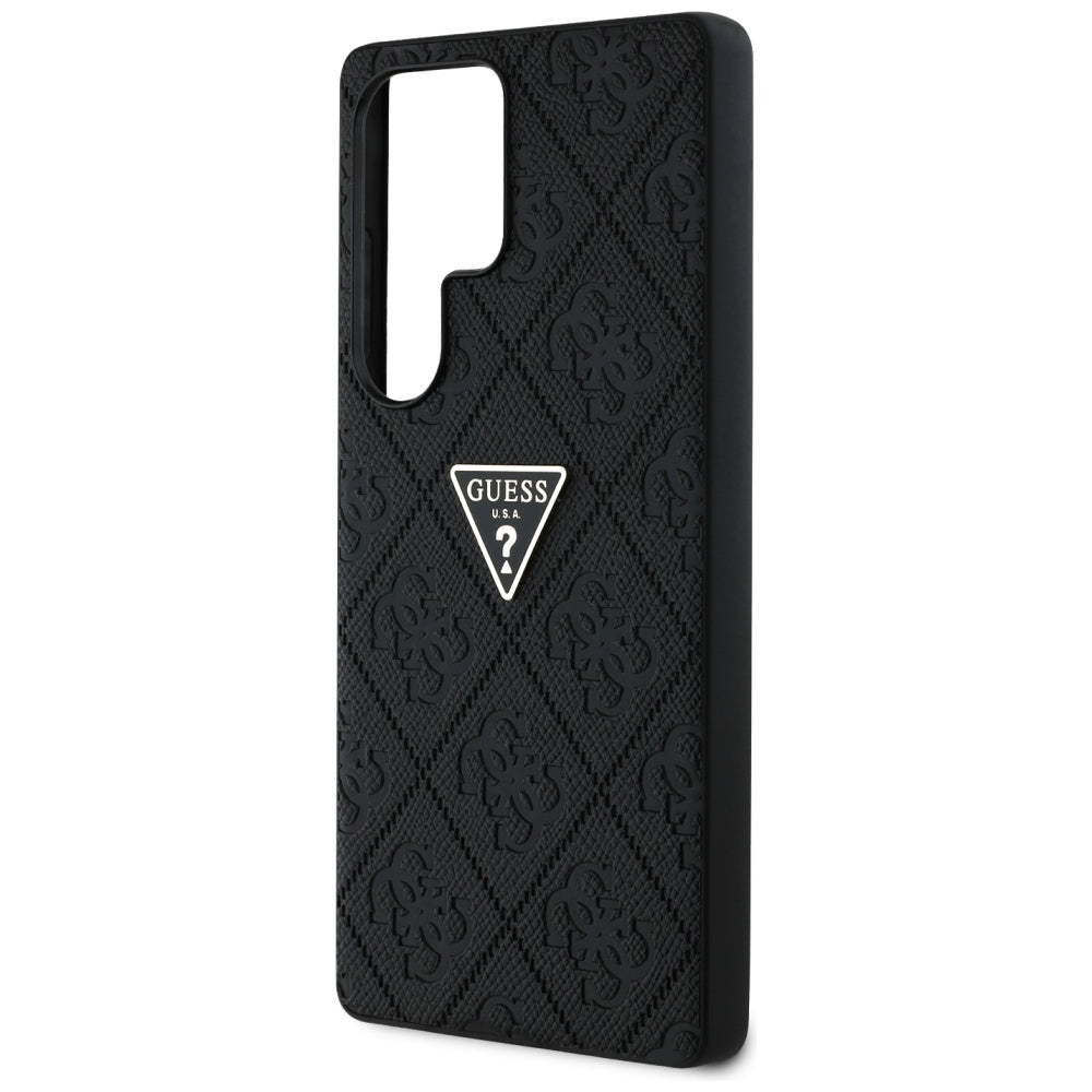 Case for Samsung Galaxy S25 Ultra S938, Guess, Grained Hot Stamp 4G Triangle, Black