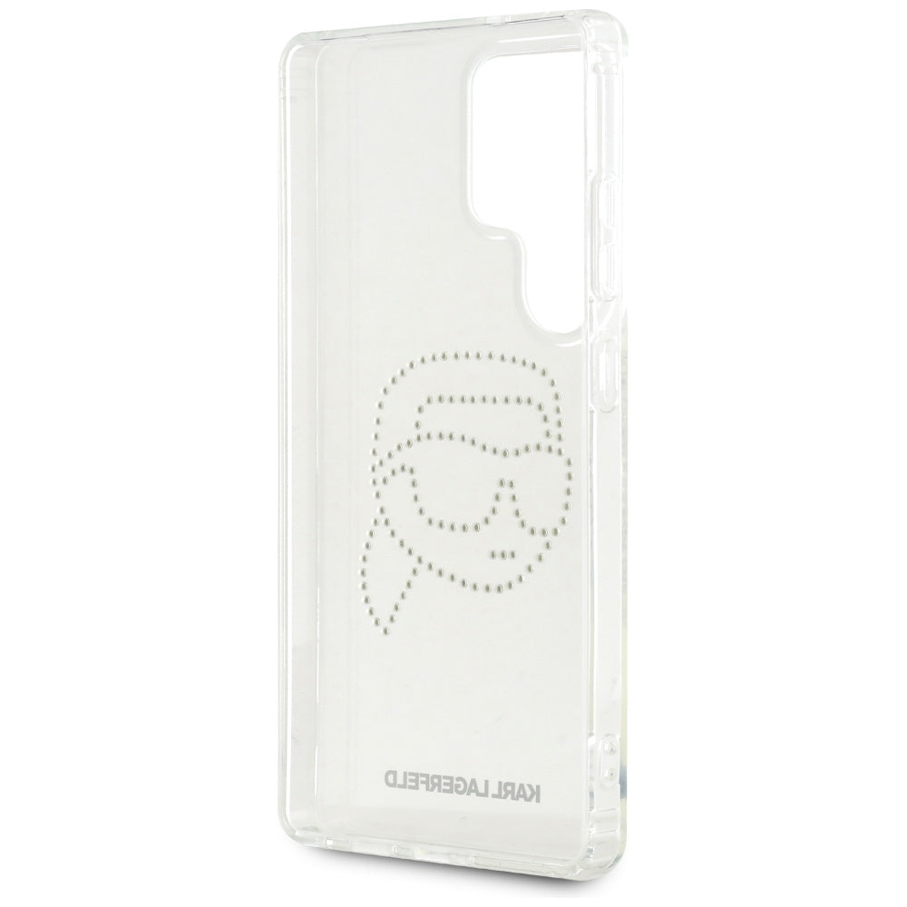 Case for Samsung Galaxy S25 Ultra S938, Karl Lagerfeld, IML Rhinestones Karl's Head, Transparent