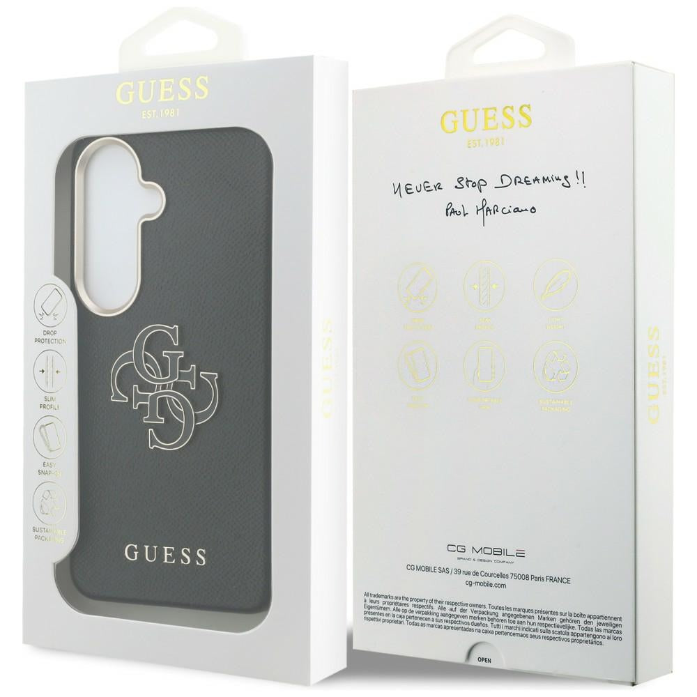Case for Samsung Galaxy S26 Plus S947, Guess, 4G Grained Big and Classic Logo, Black