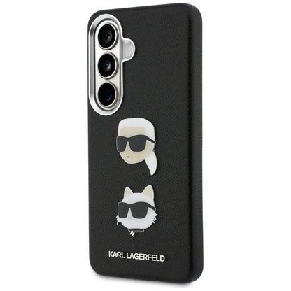 Case for Samsung Galaxy S26 S942, Karl Lagerfeld, Saffiano Karl & Choupette's Head Pin, Black