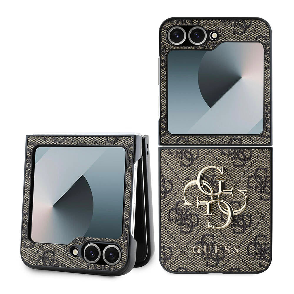 Case for Samsung Galaxy Z Flip7 FE F761 / Z Flip6 F741, Guess, 4G Metal Logo, Brown