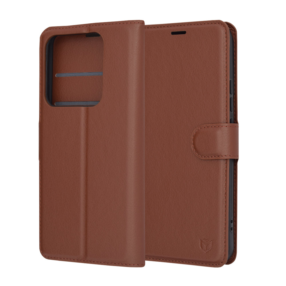 Case for Xiaomi 14 Pro, Techsuit, Leather Folio, Brown