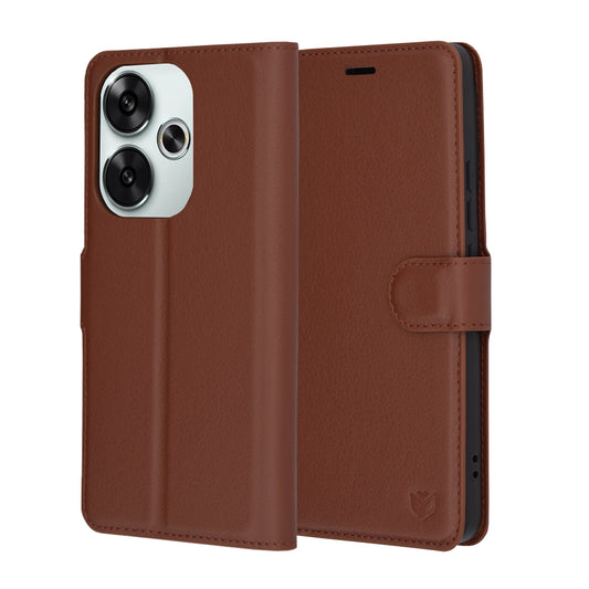 Case for Xiaomi Poco F6, Techsuit, Leather Folio, Brown