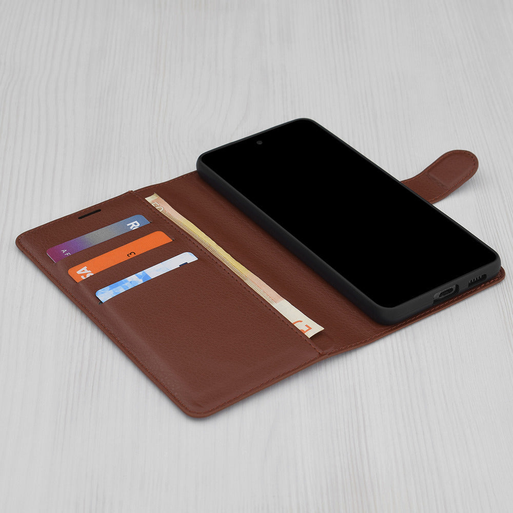 Case for Xiaomi Poco F6, Techsuit, Leather Folio, Brown