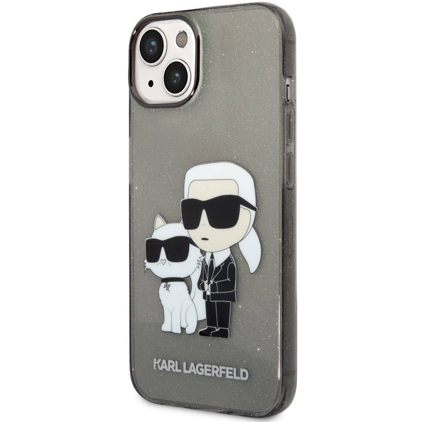 Case for Apple iPhone 14 Plus, Karl Lagerfeld, IML Glitter Karl and Choupette NFT, Black