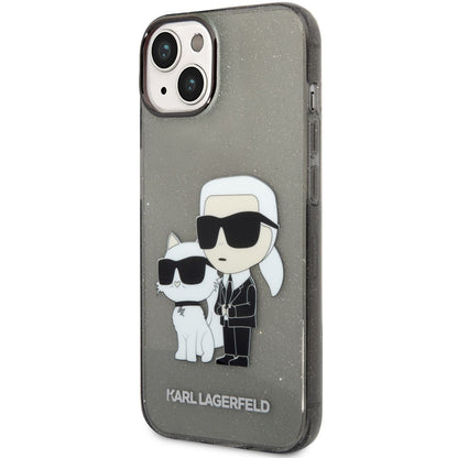 Case for Apple iPhone 14 Plus, Karl Lagerfeld, IML Glitter Karl and Choupette NFT, Black