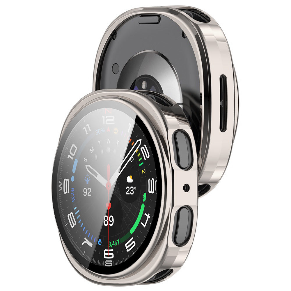 Techsuit Defense360 Pro Case for Samsung Galaxy Watch8 44mm, Pearl Silver