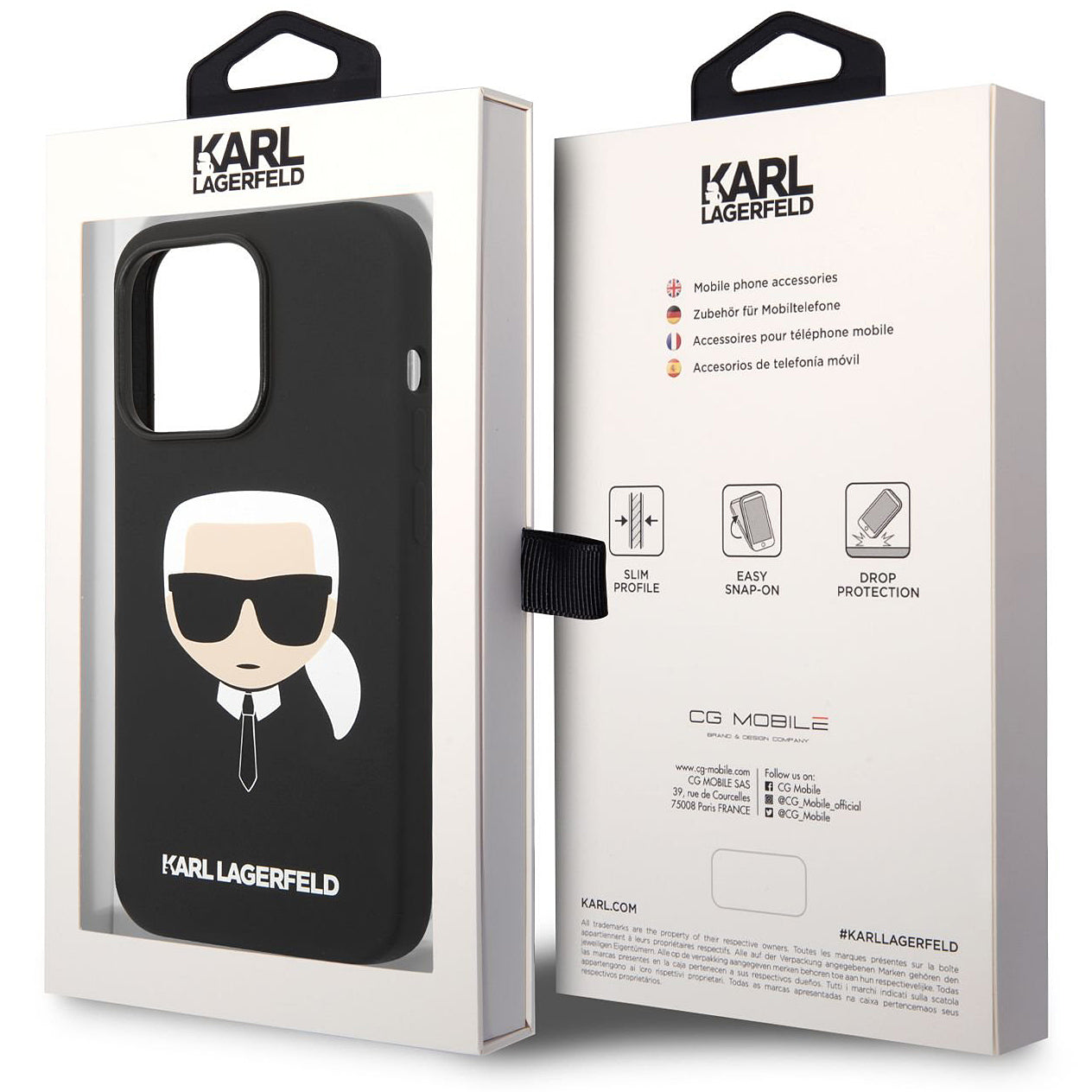 MagSafe Case for Apple iPhone 14 Pro, Karl Lagerfeld, Silicone Karl Head, Black