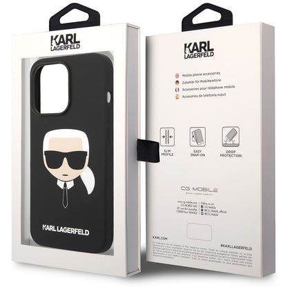 MagSafe Case for Apple iPhone 14 Pro, Karl Lagerfeld, Silicone Karl Head, Black