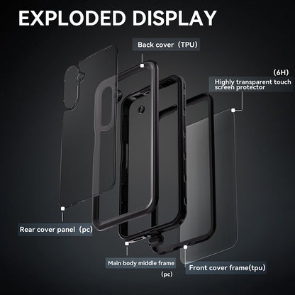 Waterproof Case for Samsung Galaxy A16 5G A166 / A16 4G A165, ShellBox, Black
