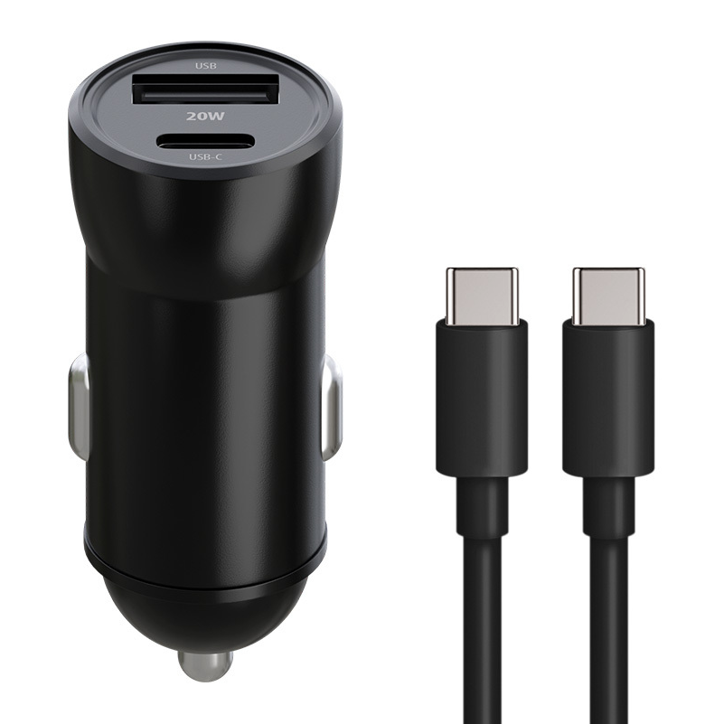 Car Charger with USB-C Cable MaXlife MXCC-04, 20W, 3A, 1 x USB-A - 1 x USB-C, Black