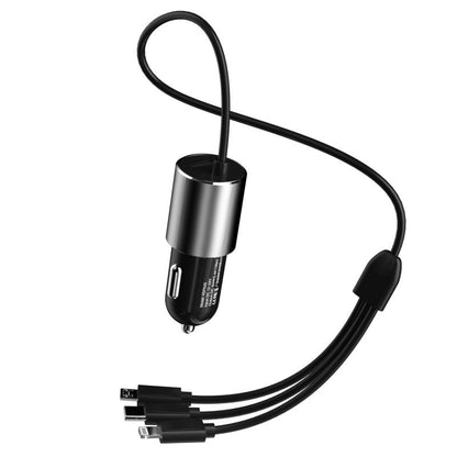 Car Charger With Lightning / microUSB / USB-C Cable Dudao R5ProN, 17W, 3.4A, 1 x USB-A, Black