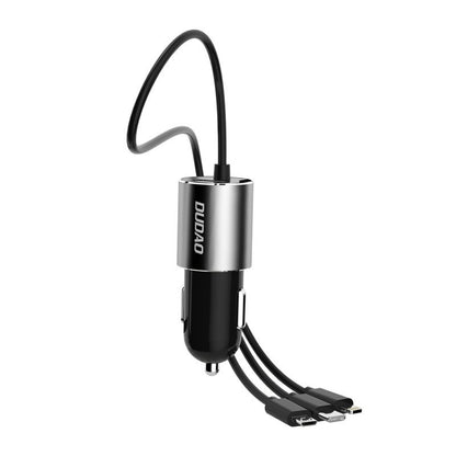 Car Charger With Lightning / microUSB / USB-C Cable Dudao R5ProN, 17W, 3.4A, 1 x USB-A, Black