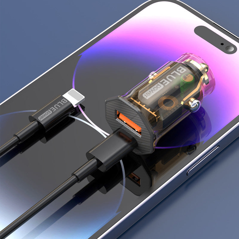 Car Charger with USB-C Cable BLUE Power BCC50, 33W, 3A, 1 x USB-A - 1 x USB-C, Black