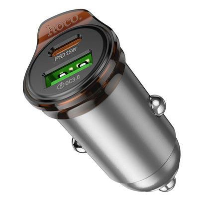 Car Charger with USB-C Cable HOCO NZ16A, 43W, 3A, 1 x USB-A - 1 x USB-C, Gray