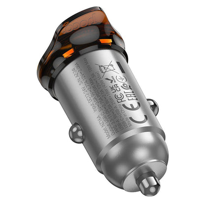 Car Charger with USB-C Cable HOCO NZ16A, 43W, 3A, 1 x USB-A - 1 x USB-C, Gray