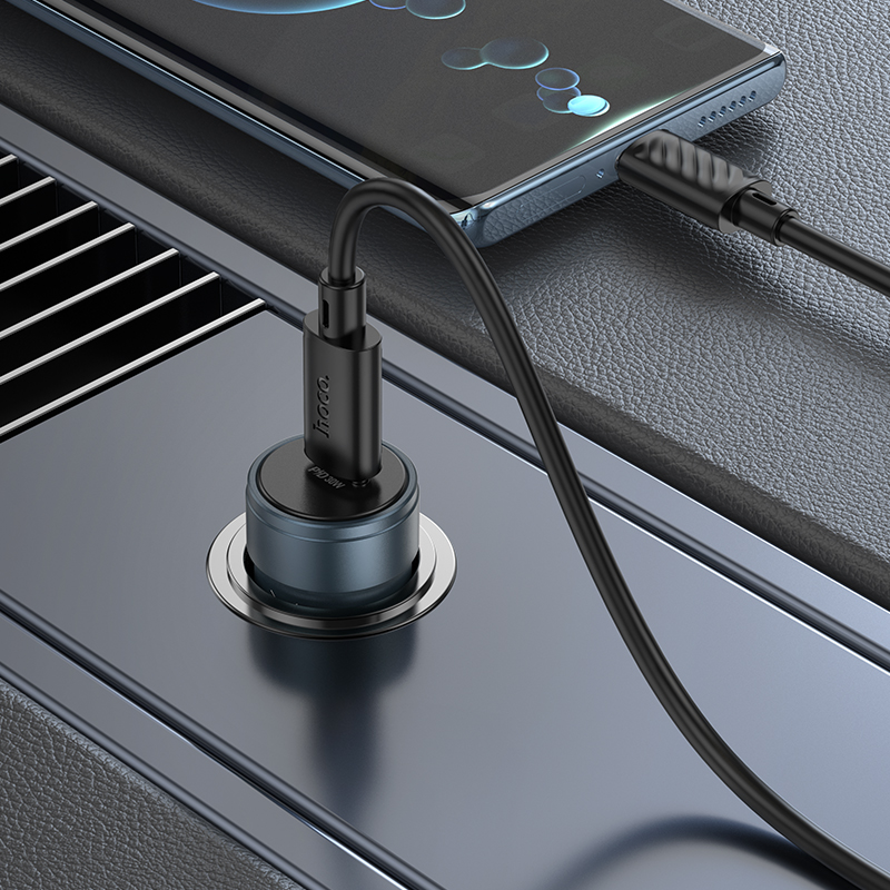 Car Charger With USB-C Cable HOCO Z57, 30W, 3A, 1 x USB-C, Gray