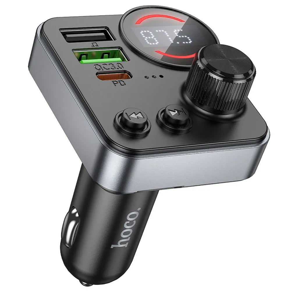 HOCO E86 Bluetooth FM Modulator, 2 x USB-A - 1 x USB-C - 1 x microSD