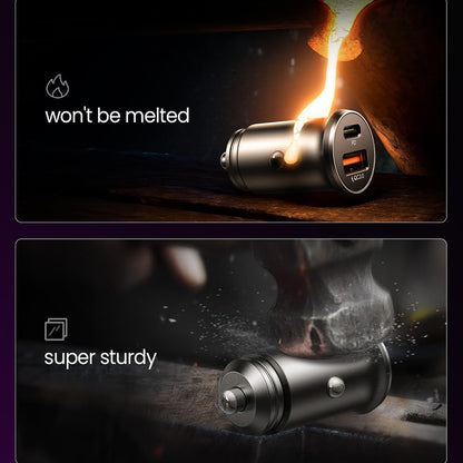 Lisen Car Charger, 51W, 3A, 1 x USB-A - 1 x USB-C, Set of 2 pieces, Black YL0223080037