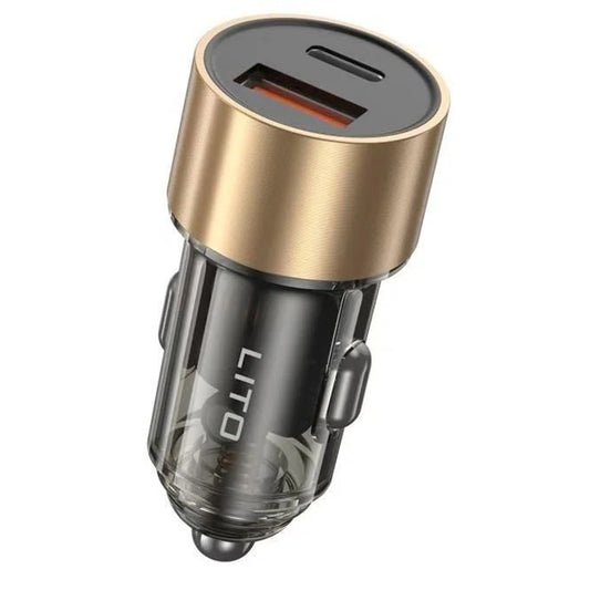 Lito IN-C04 Car Charger, 52W, 3A, 1 x USB-A - 1 x USB-C, Black