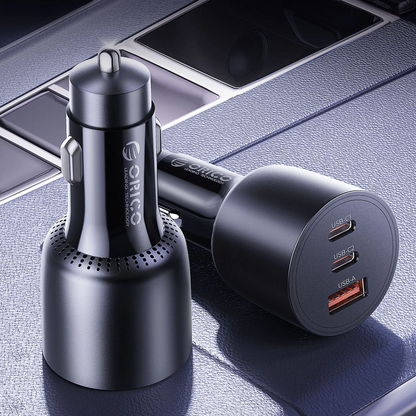 Orico PowerLink Car Charger, 165W, 5A, 1 x USB-A - 2 x USB-C, Black
