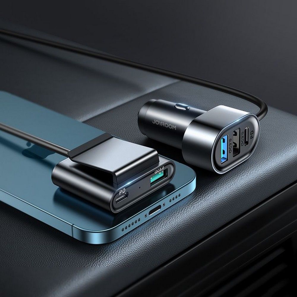 Joyroom JR-CL05 Car Charger, 72W, 3A, 2 x USB-C - 3 x USB-A, Black